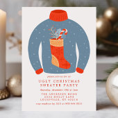 Invitation Fête de chandail de Noël laid avec chaussette de N