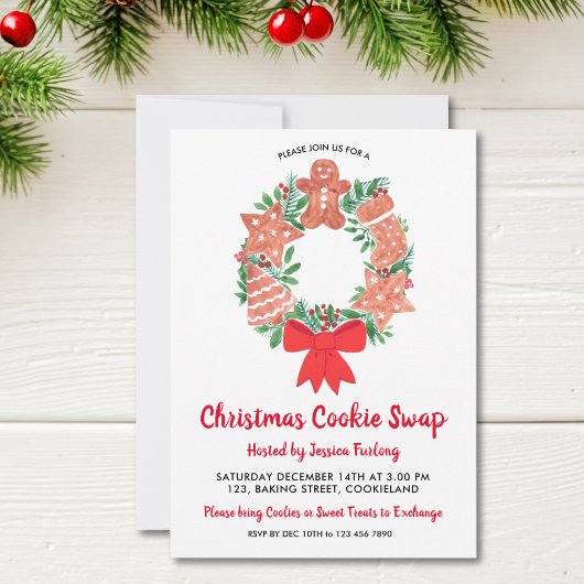 Invitation Fête de change de biscuits en pain d'épice de Noël
