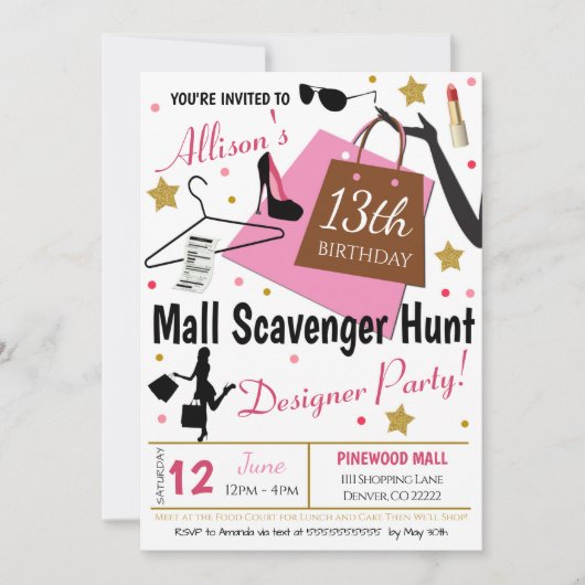 Invitation Fête de chasse au trésor (Devant)