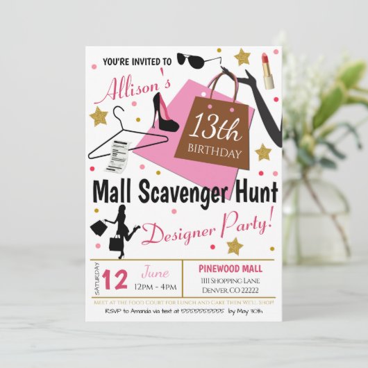 Invitation Fête de chasse au trésor (Debout devant)