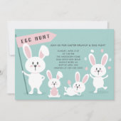 Invitation Fête de chasse aux oeufs de lapin de Pâques (Devant)