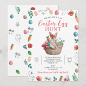 Invitation Fête de chasse aux oeufs de Pâques, Lapin de Pâque (Devant / Derrière)