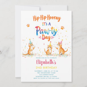 Invitation Fête de chat Chatons joueurs Enfants Joyeux Annive