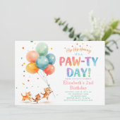 Invitation Fête de chat Minous mignons Ballons Anniversaire e (Debout devant)