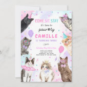 Invitation Fête de chaton Pawty Kitty Chat Anniversaire (Devant)