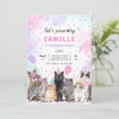 Invitation Fête de chaton Pawty Kitty Chat Anniversaire (Debout devant)