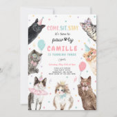 Invitation Fête de chaton Pawty Kitty Chat Anniversaire (Devant)