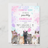 Invitation Fête de chaton Pawty Kitty Chat Anniversaire (Devant)