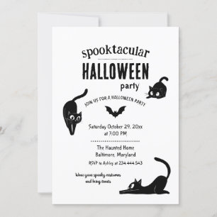Invitation Fête de chats noirs d'Halloween Spooktacular