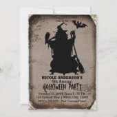 Invitation Fête de Chaudron de Sorcière Halloween Rustique Vi (Devant)