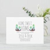 Invitation Fête de Chauffage de Maison avec Cactus en Pot Mod (Debout devant)