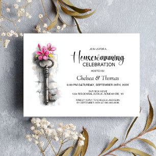 Invitation Fête de Chauffage de Maison de Clé Rustique