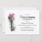 Invitation Fête de Chauffage de Maison de Clé Rustique (Devant)
