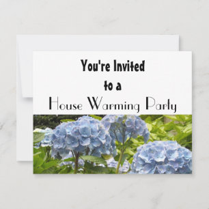 Invitation Fête de Chauffage de Maison de Hortensia Bleu