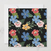 Invitation Fête de Chauffage de Maison Florale Noire moderne (Dos)