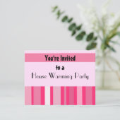 Invitation Fête de Chauffage de Maison Moderne à Rayures Rose (Debout devant)