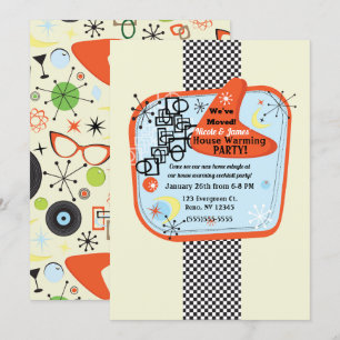 Invitation Fête de Chauffage de Maison Rétro 50's 60's Vintag