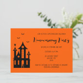 Invitation Fête de Chauffage d'Halloween Maison Hantée Noir I (Debout devant)