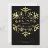 Invitation Fête de Chauffage d'Hiver Or & Noir (Devant)