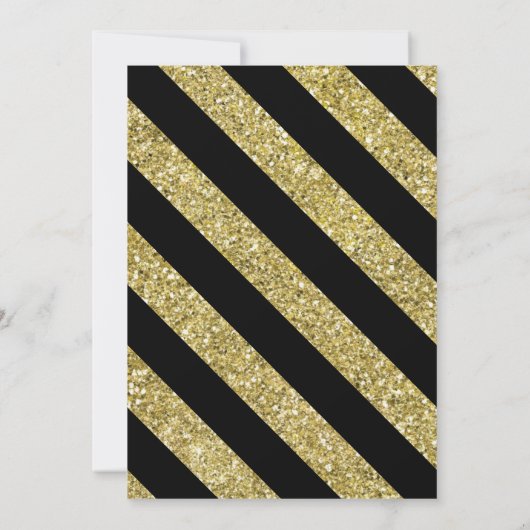 Invitation Fête de Chauffage d'Hiver Or & Noir (Dos)