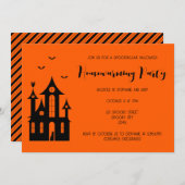 Invitation Fête de Chauffage Halloween Maison Hantée Noir I (Devant / Derrière)