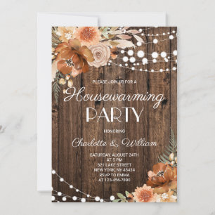 Invitation Fête de Chauffage Maison Bohème Rustique en Terrac