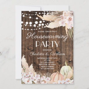 Invitation Fête de Chauffage Maison de Bois Rustique à l'Auto