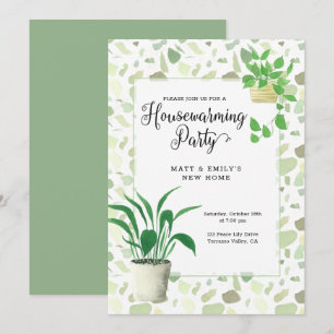 Invitation Fête de Chauffage Maison Terrazzo et Plantes d'Int
