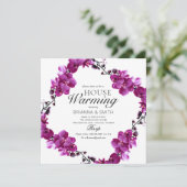 Invitation Fête de Chauffage Moderne Fleur Violet (Debout devant)