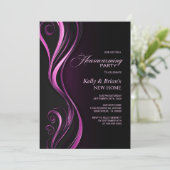 Invitation Fête de chauffage rose noir moderne (Debout devant)