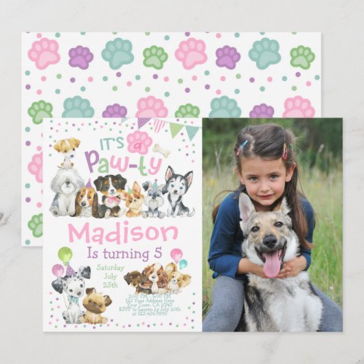 Invitation Fête de chiots (Devant / Derrière)