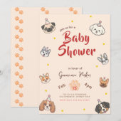 Invitation Fête de chiots mignons pour bébé avec thème de chi (Devant / Derrière)