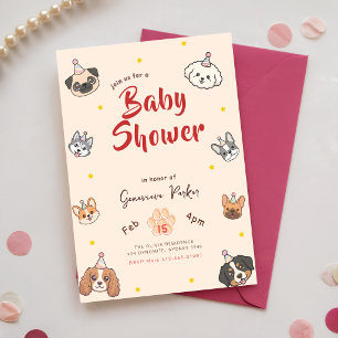 Invitation Fête de chiots mignons pour bébé avec thème de chi