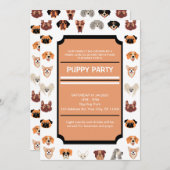 Invitation Fête de chiots, Nouvelle fête de chiots, Anniversa (Devant / Derrière)