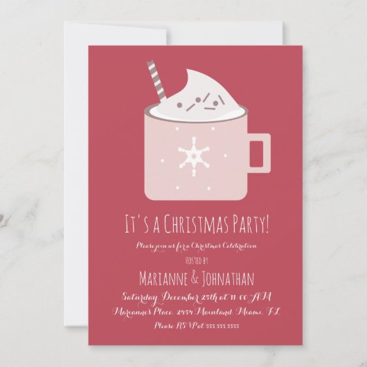 Invitation Fête de Chocolat Chaud de Noël (Devant)