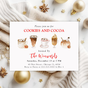 Invitation Fête de Chocolat Chaud de Noël et de Biscuits