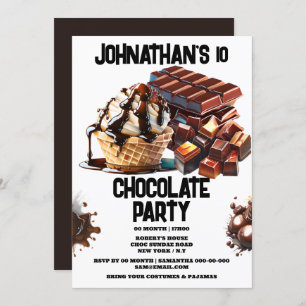 Invitation Fête de chocolat dessert d'été gaufre crème glacée
