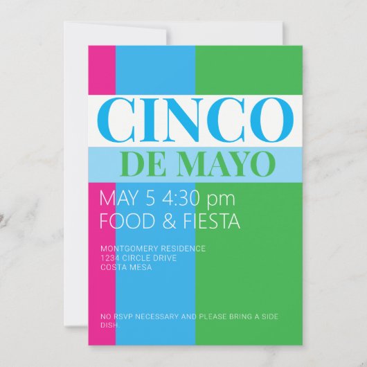 Invitation Fête de Cinco De Mayo  (Devant)