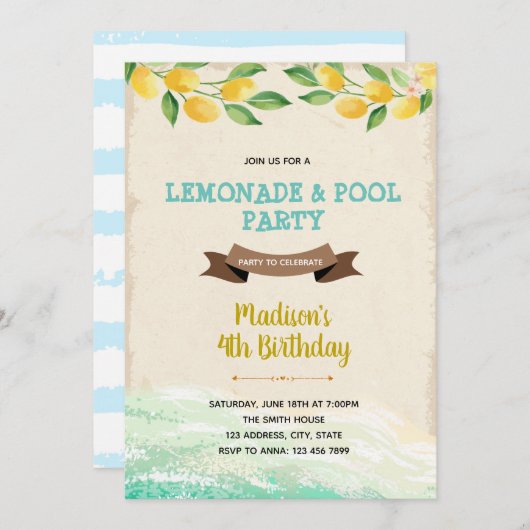 Invitation Fête de citron (Devant / Derrière)