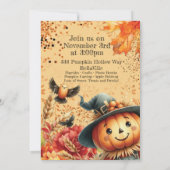 Invitation Fête de citrouille épouvantail de récolte d'automn (Dos)
