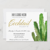 INVITATION FÊTE DE COCKTAIL À L'AQUARELLE DE FEUILLES DE CACT (Devant)