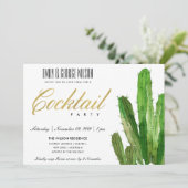 INVITATION FÊTE DE COCKTAIL A L'AQUARELLE FEUILLAGE DE CACTUS (Debout devant)