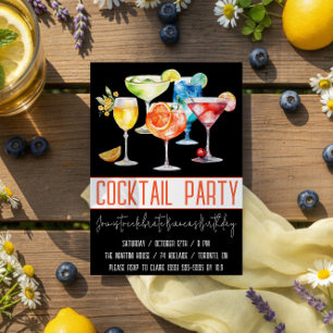 Invitation Fête de cocktail, Boissons fruitées, Fête d'annive