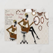 Invitation Fête de cocktail chic en boutique damassée (Devant / Derrière)