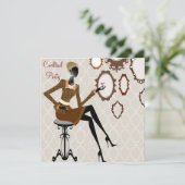 Invitation Fête de cocktail chic en boutique damassée (Debout devant)