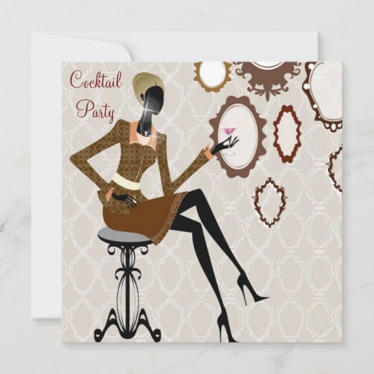 Invitation Fête de cocktail chic en boutique damassée (Devant)