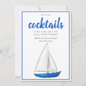 Invitation Fête de cocktail chic navire bleu nautical (Devant)