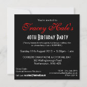 Invitation Fête de Cocktail de 40e Anniversaire Glam | rouge  (Dos)