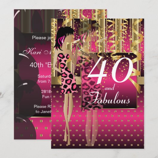 Invitation Fête de Cocktail de Fille pour son 00ème Anniversa (Devant / Derrière)