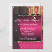 Invitation Fête de Cocktail de la Fille du 00ème Anniversaire (Dos)